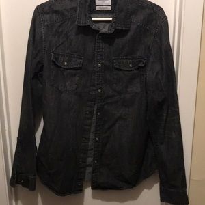 Men’s black denim button up